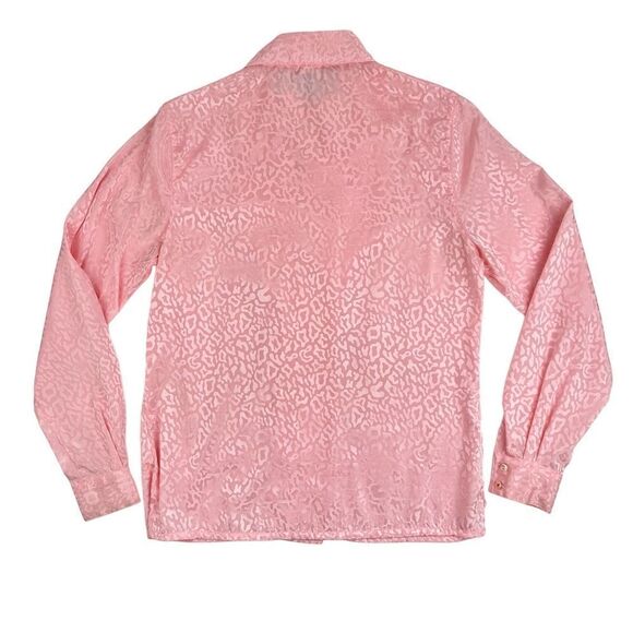 Vintage 1980s Pink Leopard Pleated Bohemian Secretary Blouse by Nicola Size 6 - Picture 3 of 5